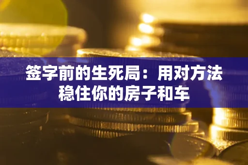 武汉签字前的生死局：用对方法稳住你的房子和车